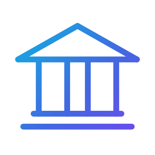 Classical bank building with columns